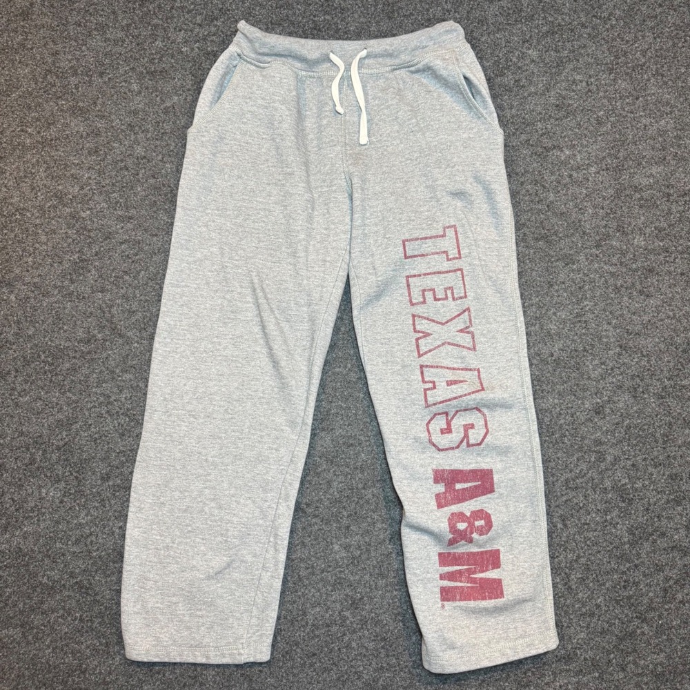 Texas A&M Aggies Sweatpants Heather Gray Fleece Straight Leg Mens Small